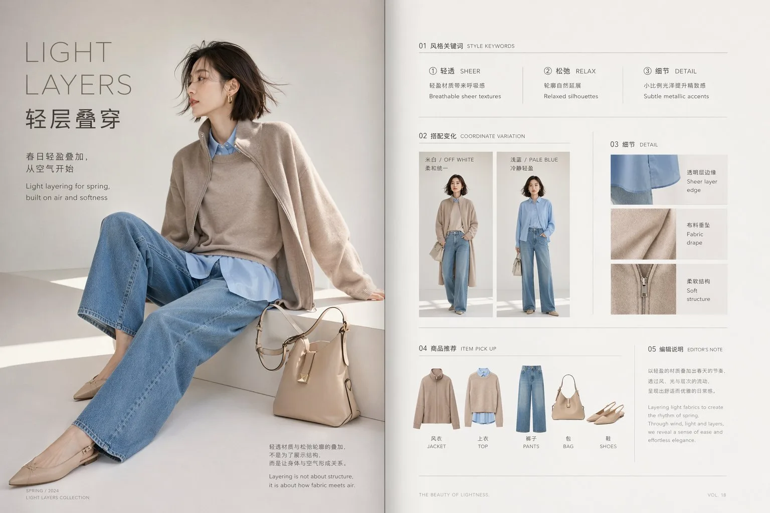 极简春季女装画册双页设计