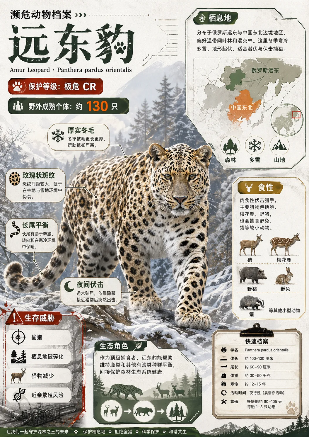 远东豹濒危动物信息图